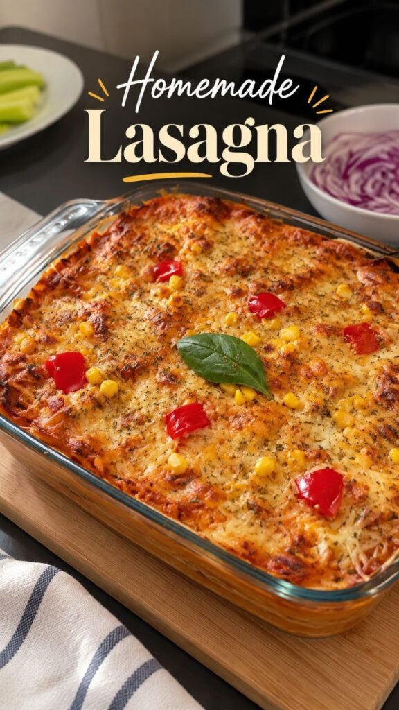 Lasagna, plated at home