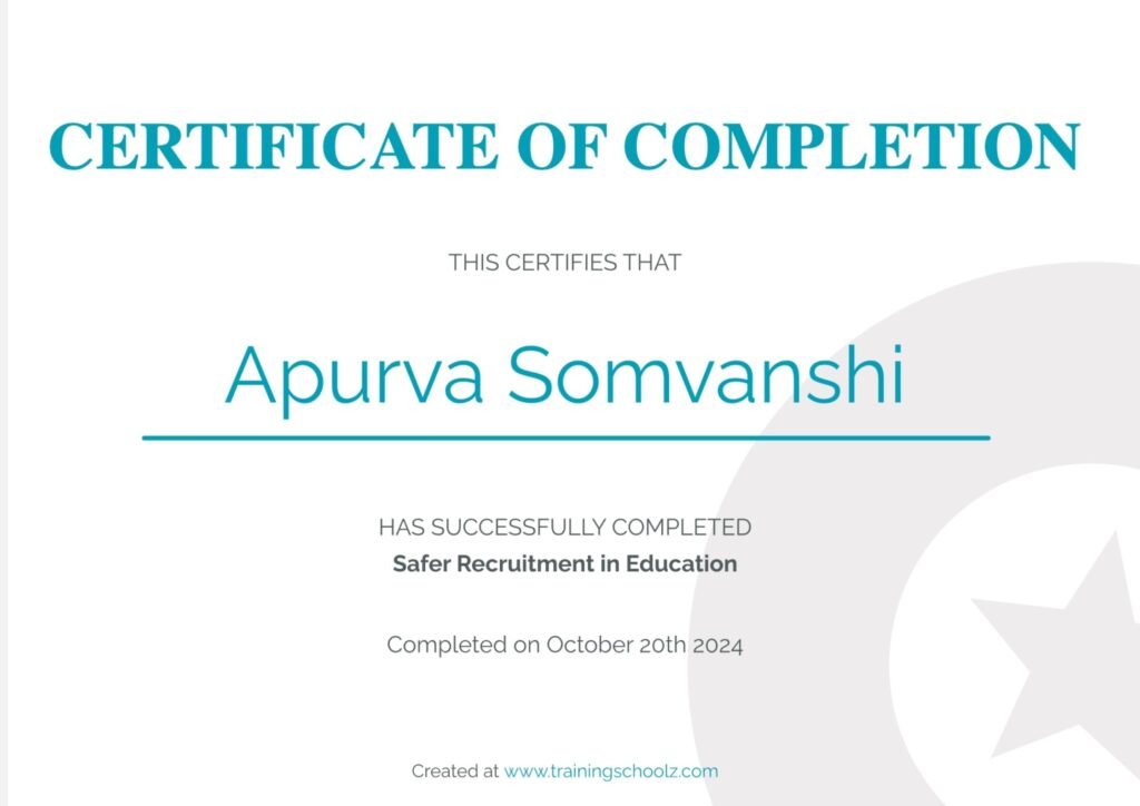 Certificate: Safer Recruitment in Education