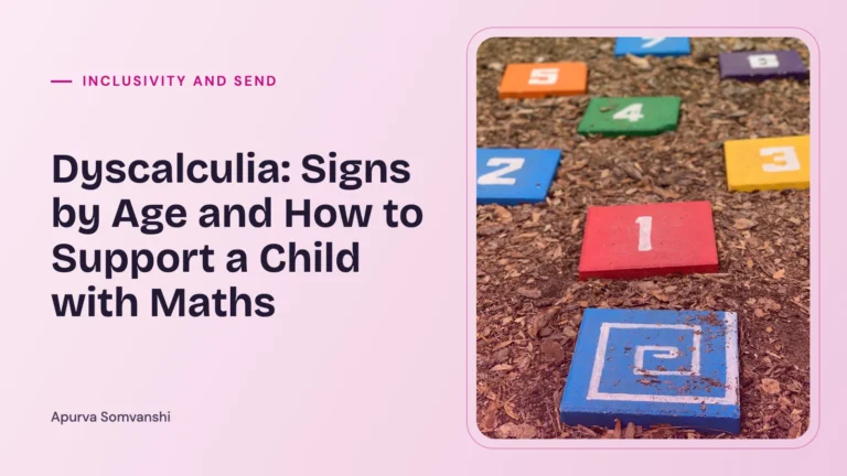 Dyscalculia: Signs by Age and How to Support a Child with Maths — Brightly coloured numbered squares laid out on the ground in a playground.