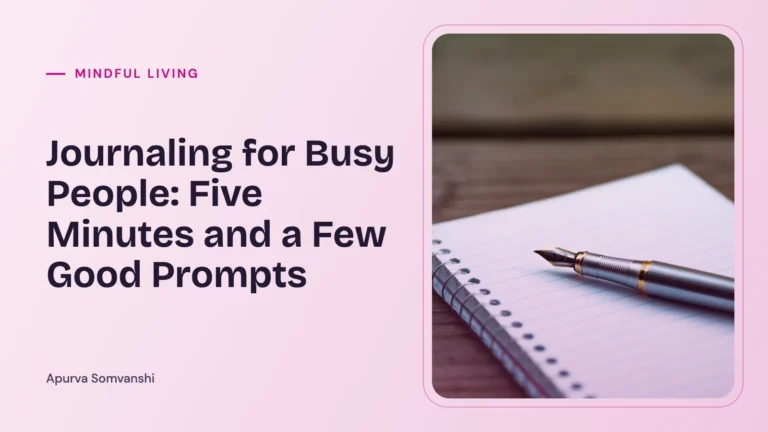 Journaling for Busy People: Five Minutes and a Few Good Prompts — A fountain pen resting on an open spiral notebook.
