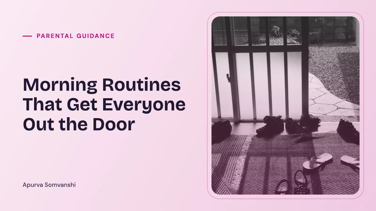 Morning Routines That Get Everyone Out the Door — Shoes lined up on a mat by a sunny back door, ready for the day.